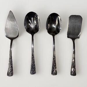 Lenox HOLIDAY Holly Ribbon Hollyberry & Leaf Serving Set Stainless Steel 4pc